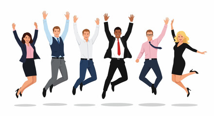 Jumping business people. Large group of jumping business people vector isolated on white background.