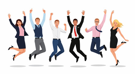 Jumping business people. Large group of jumping business people vector isolated on white background.