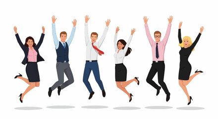 Jumping business people. Large group of jumping business people vector isolated on white background.