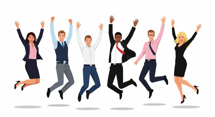 Jumping business people. Large group of jumping business people vector isolated on white background.
