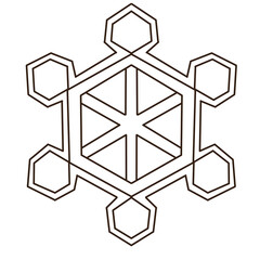 雪の結晶　線画イラスト