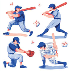 Classic baseball silhouette illustration isolated on a clean white background for sports design isolated on white background