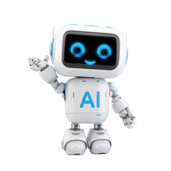 Fototapeta premium Friendly AI Robot on Transparent Background