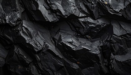 Textured Black Rock Background with Angular Shapes and Reflective Highlights in Dark Shades