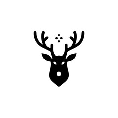 Elegant Reindeer Head with Antlers Vector Illustration