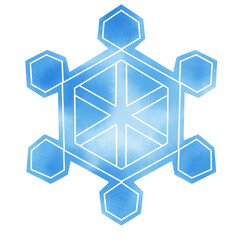 雪の結晶　水彩風イラスト