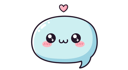 Obraz premium Kawaii speech bubble with a cute heart, perfect for expressing affection and positive communication online