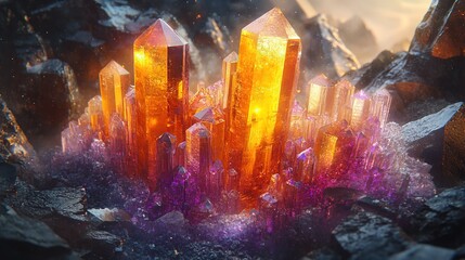 Close - up of Colorful Crystal Clusters with Iridescent Hues