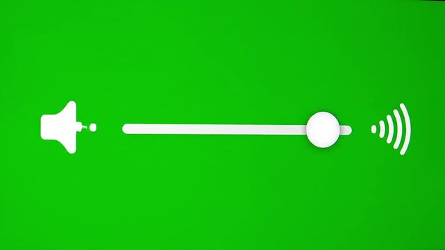 Volume control slider on a bright green screen, indicating sound level adjustment