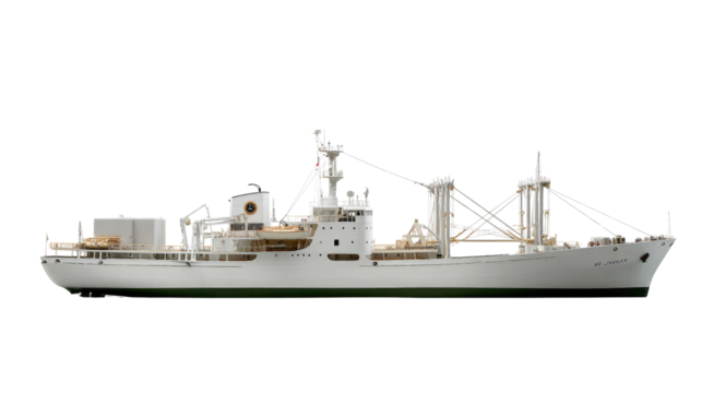 Modern Naval Vessel : The sleek and formidable naval vessel cutting through the water. The ship's design reflects advanced technology and purpose, showcasing strength and utility. 