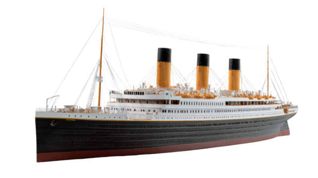 A Model of a Majestic Cruise Ship: A meticulously crafted model of a cruise ship, showcasing intricate details of design. Perfect for maritime enthusiasts.