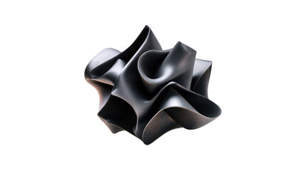 Sculptural Abstraction: A captivating, three-dimensional art piece crafted from matte black material, showcasing a unique interplay of curves and forms, offering a visual exploration of shape, light.