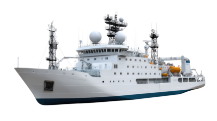 Ocean research vessel: A state-of-the-art ocean research vessel, a symbol of innovation, glides on the open water, ready to explore the depths and uncover the ocean's mysteries. 