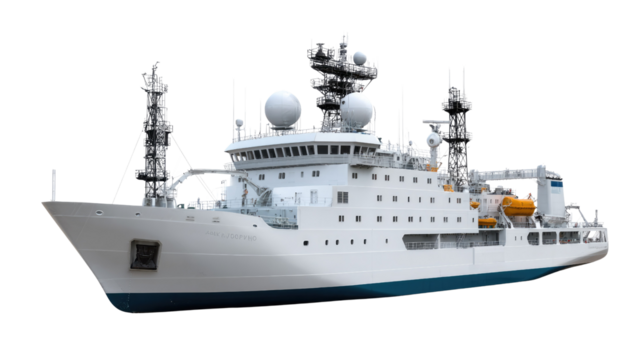 Ocean research vessel: A state-of-the-art ocean research vessel, a symbol of innovation, glides on the open water, ready to explore the depths and uncover the ocean's mysteries. 
