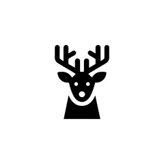 Minimalist Reindeer Icon with Antlers and Holiday Charm