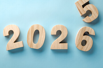 Change from year 2025 to 2026.Time Future and Planning Concept