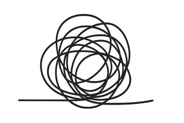 Tangled scribble outline vector icon, chaotic scrawl design, abstract line art illustration, messy sketch graphic with transparent background, creative doodle set