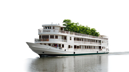 Cruise Ship on Water: A majestic cruise ship glides gracefully through the water, inviting passengers to experience the thrill of travel and the wonders of the open sea.