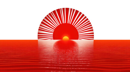 Sunrise over Ocean: A vibrant depiction of a sunrise rising from the ocean horizon, with the sun casting a warm glow across the water, symbolizing new beginnings and hope.