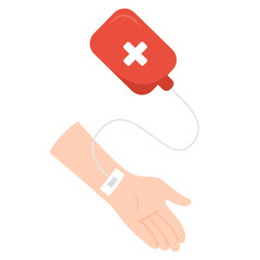 Blood transfusion to patient arm illustration
