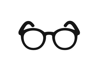 Fototapeta premium Glasses icon. Simple black eyeglasses symbol. Vector flat illustration for vision, sight, and optics. Retro, nerd or hipster style frame for design, web or logo concept.