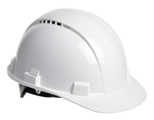 White safety helmet, angled view
