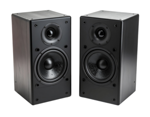 Pair of black speaker cabinets