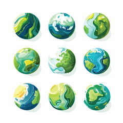 Stylized silhouette of planet earth with continents and oceans isolated on white background