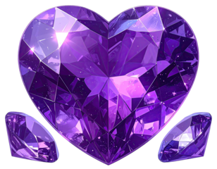 Sparkling purple heart-shaped gemstone