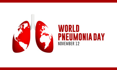 World Pneumonia Day November 12 with red text Background Vector Illustration 