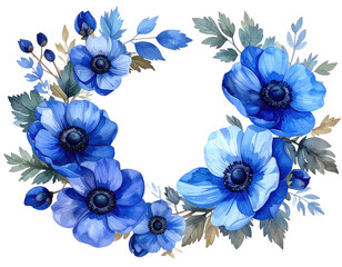 Floral wreath in shades of deep blue