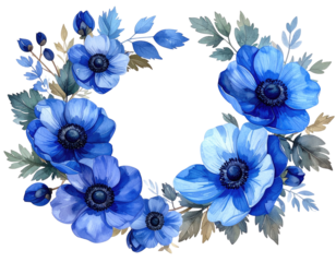 Floral wreath in shades of deep blue