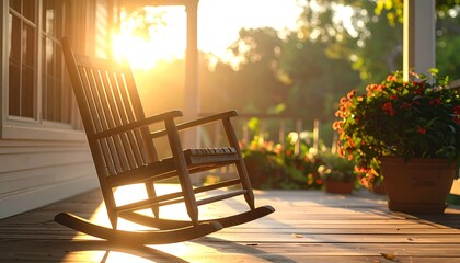 Sunlit rocking chair scene