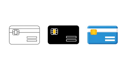 EMV Chip Credit Card Icon Set: Secure Global Payment and Digital Banking Transaction Vector

