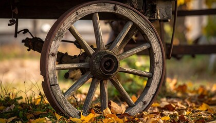 Vintage wooden cart wheel