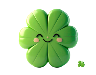 Cute 3D clover with a happy face