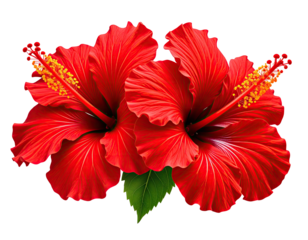 Two vibrant red hibiscus flowers (1)