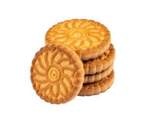 Stack of golden round cookies