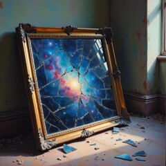 Broken Frame Revealing Cosmic Galaxy