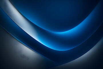 Futuristic Blue and Silver Metallic Abstract Business Background with Glowing Waves
