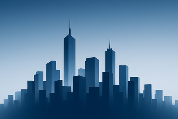 Fototapeta premium Modern Abstract City Skyline Silhouette in Gradient Blue Corporate Style