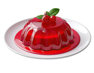 Red gelatin dessert on a plate