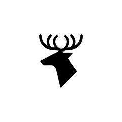Minimalist Deer Head Silhouette with Elegant Antlers