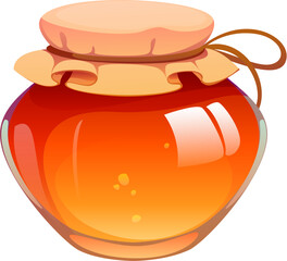 Happy Thanksgiving Day autumn harvest and food icon of honey jar, cartoon vector. Thanksgiving holiday celebration dinner and food symbol of honey from apiary autumn harvest of fall season greetings