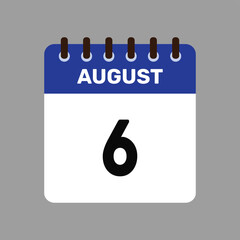 calendar august 6 icon vector reminder for important deadlines and special events this autumn season