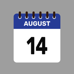 calendar august 14 icon vector reminder for important deadlines and special events this autumn season