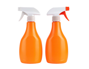 Two orange plastic spray bottles