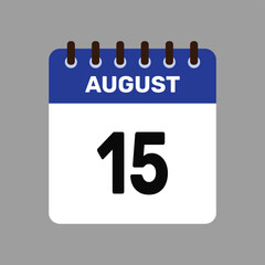 Fototapeta premium calendar august 15 icon vector reminder for important deadlines and special events this autumn season