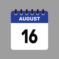 calendar august 16 icon vector reminder for important deadlines and special events this autumn season