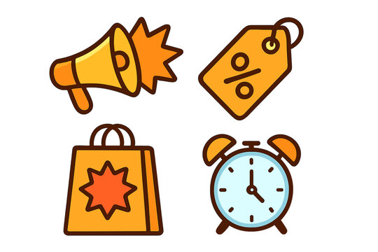 Promotion banner with clock icon, flat style vector cartoon illustration, transparent background, time management concept, marketing design element, business deadline, schedule reminder, ordered set